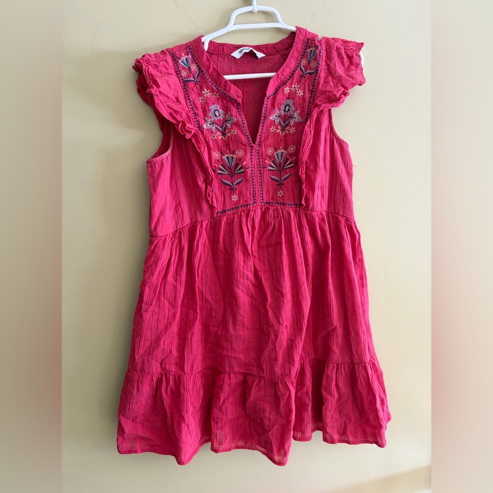 Sonoma Pink Embroidered Sleeveless Cotton Dress